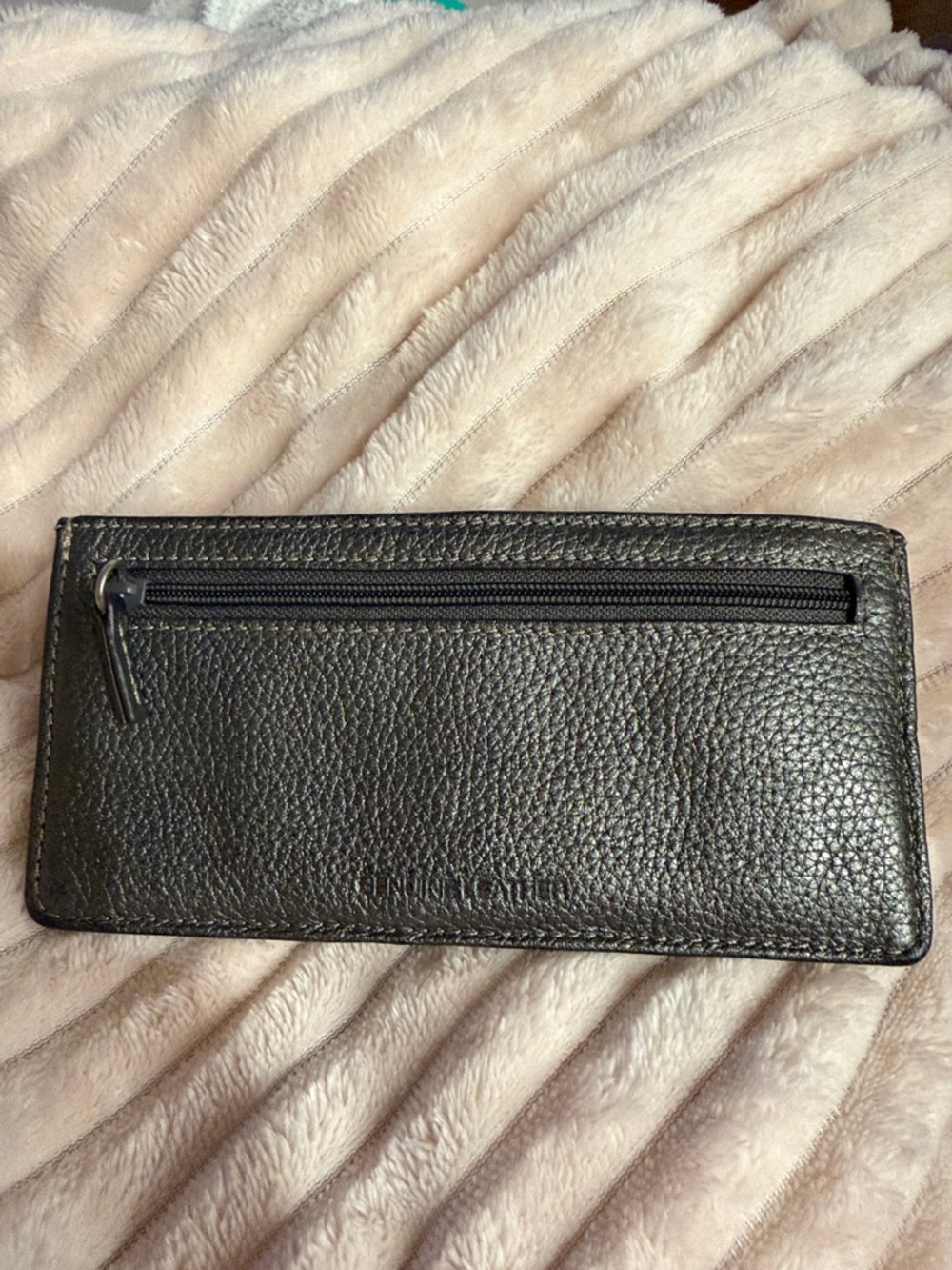 Source Slate Grey Metallic Genuine Leather Women's Zip Wallet